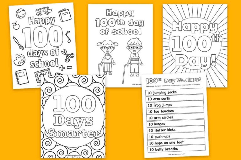 100 Days Of School Activities U0026 Coloring Pages Free Printables Mrs Merry