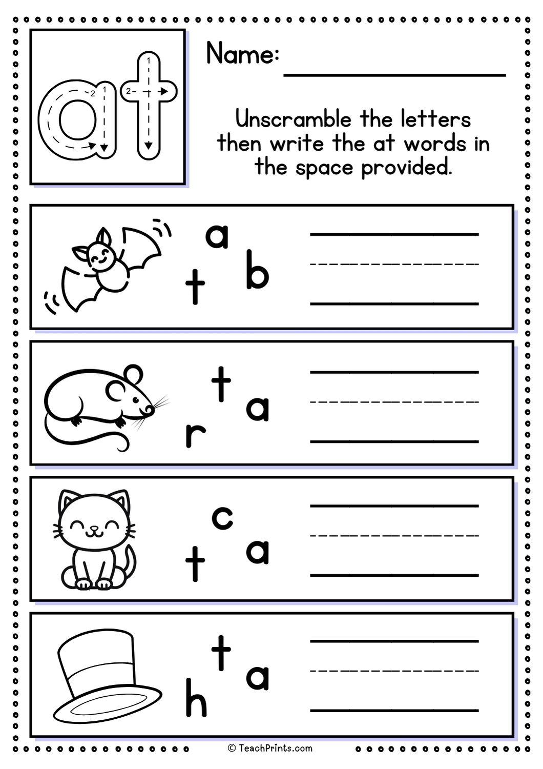 Kindergarten Worksheets At Word Family