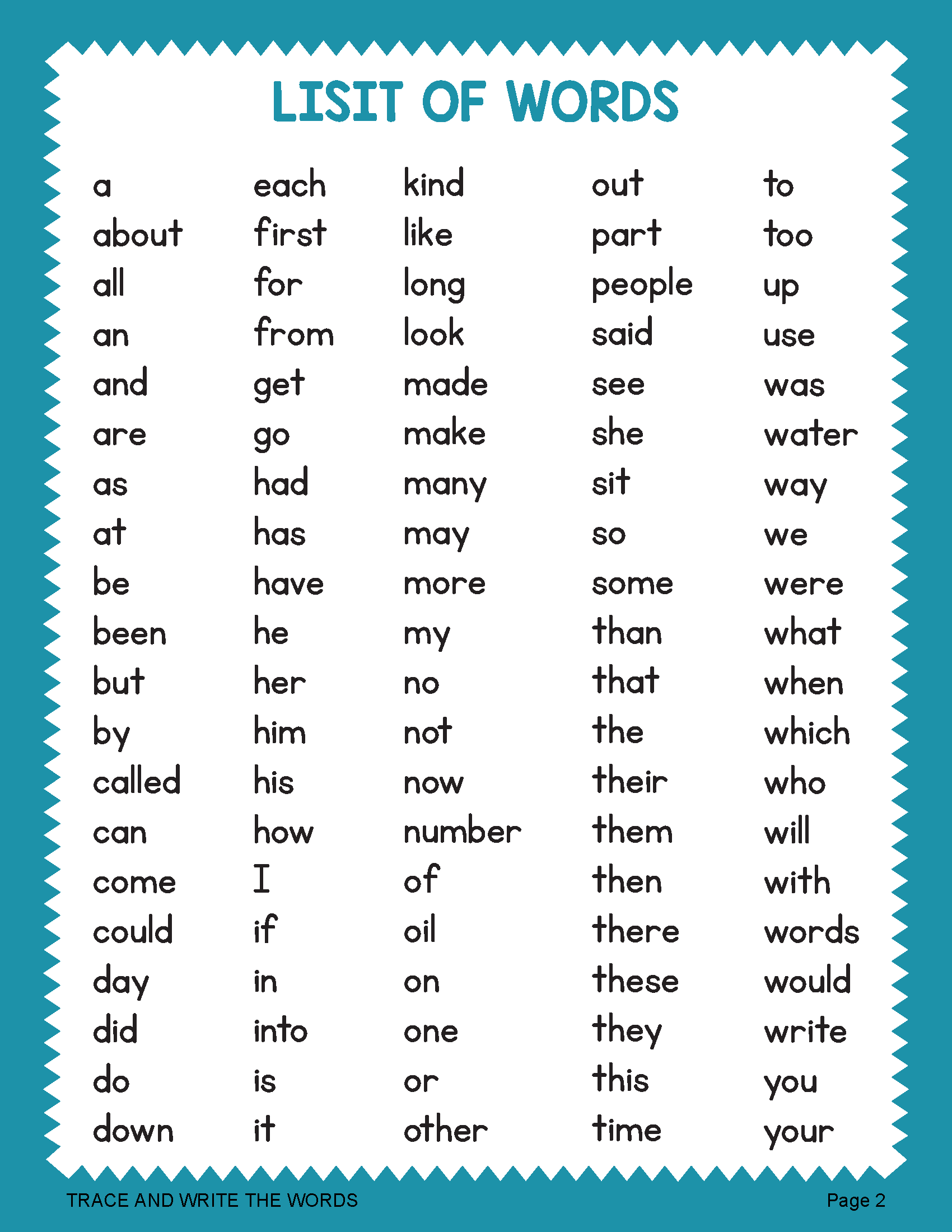 100 Sight Words Reading Writing And Tracing Worksheets Pre K K 1st