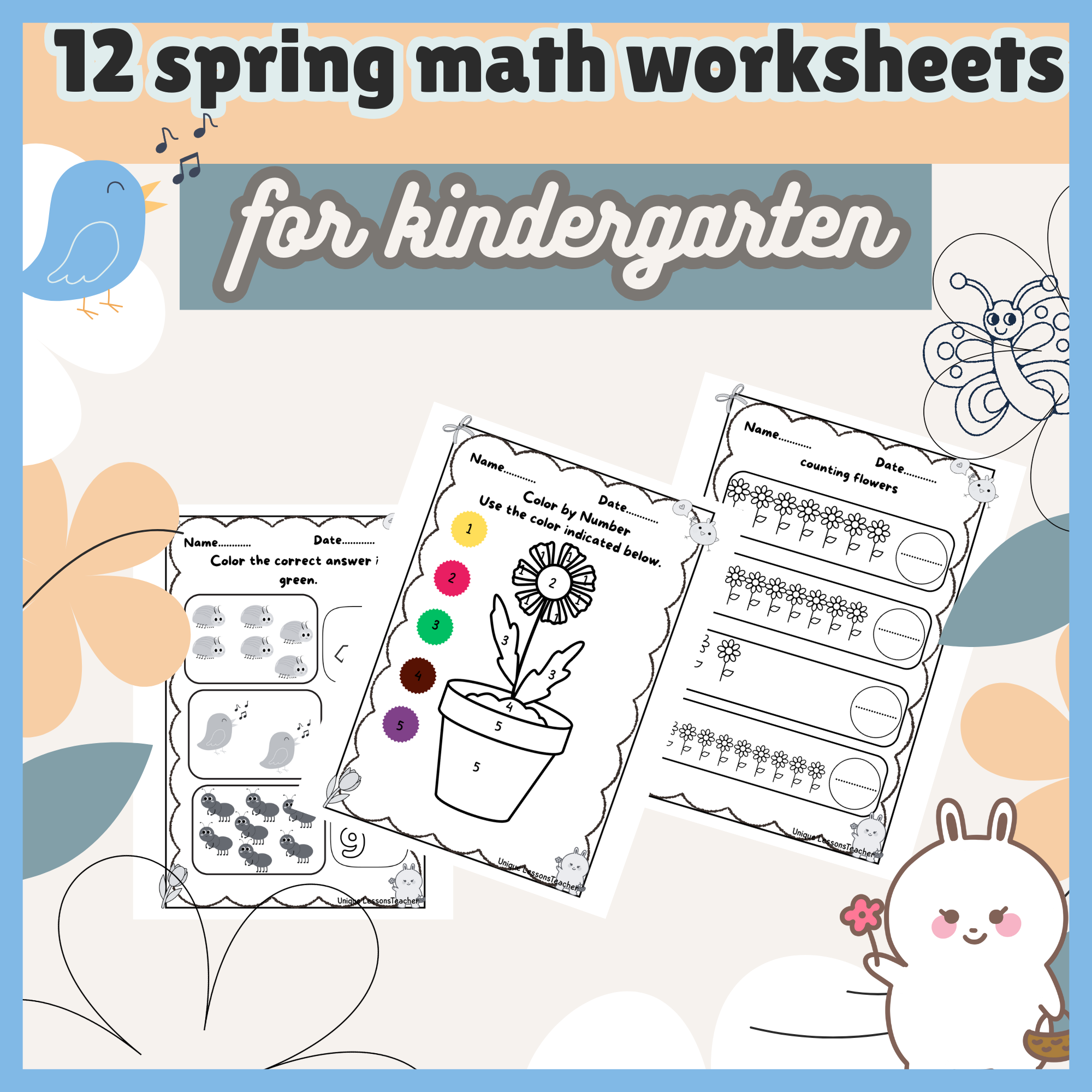 12 Spring Math Worksheets For Kindergarten Teacha 