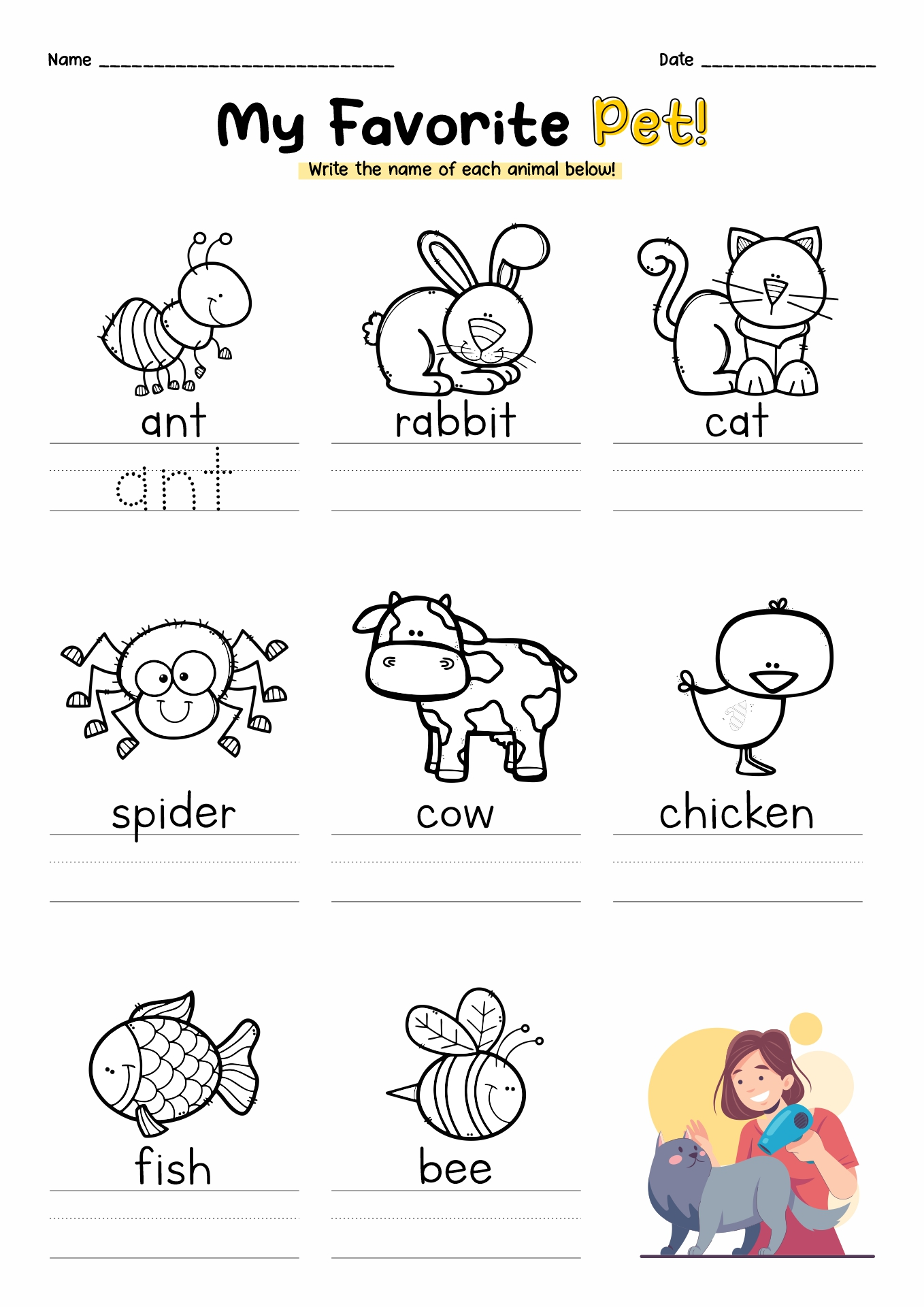 Free Kindergarten English Worksheets