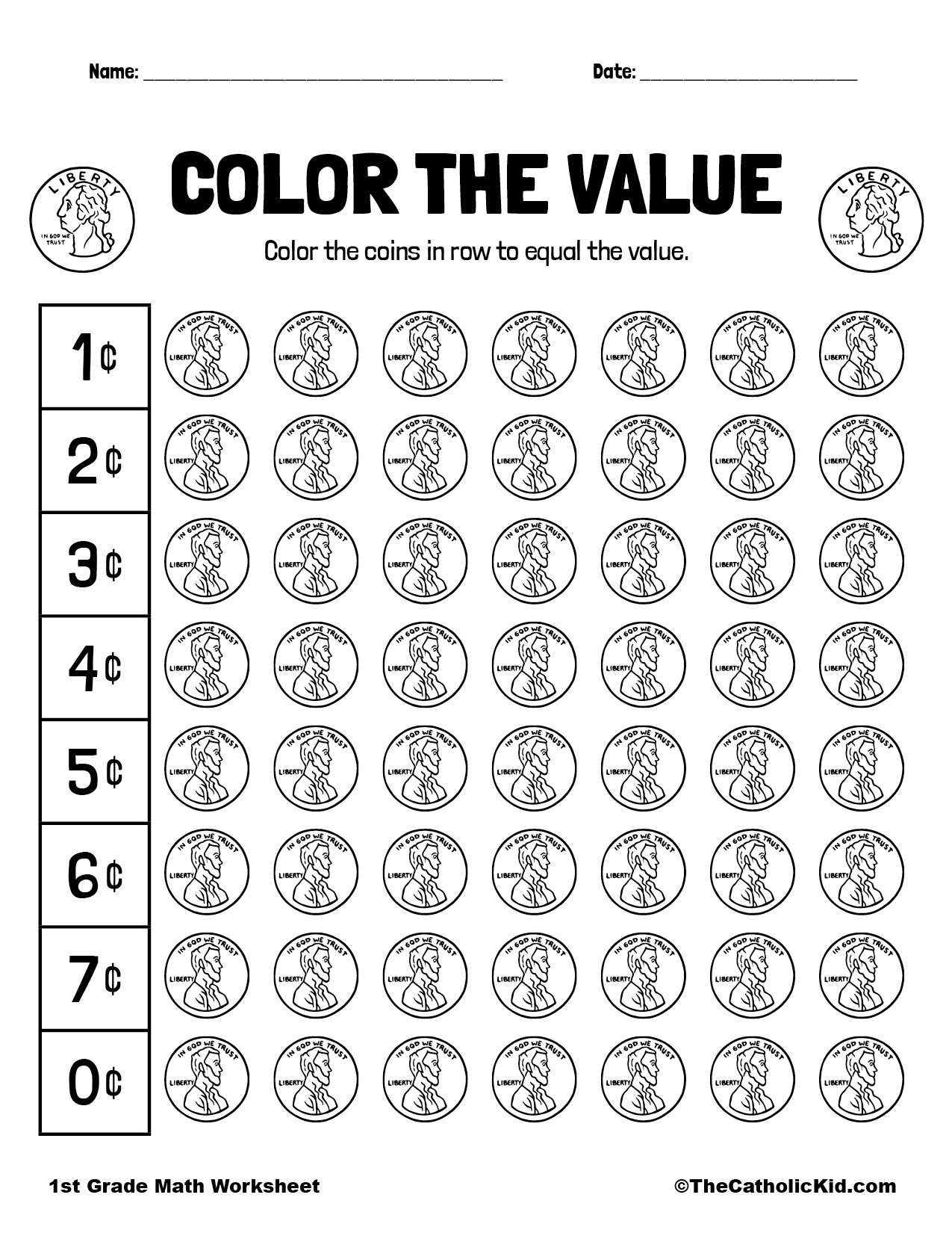 Money Worksheet For Kindergarten Math