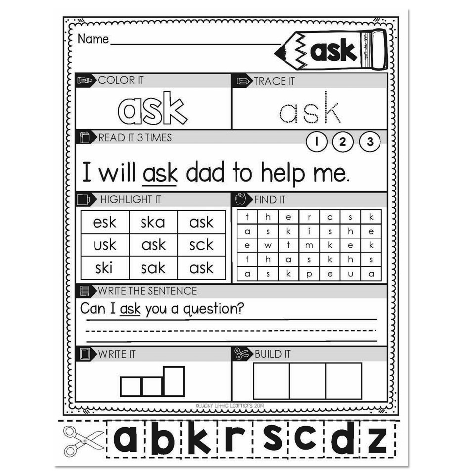 1st Grade Sight Word Worksheets Ask Lucky Little Learners 1st Grade Sight Word Worksheets Ask Lucky Little Learners