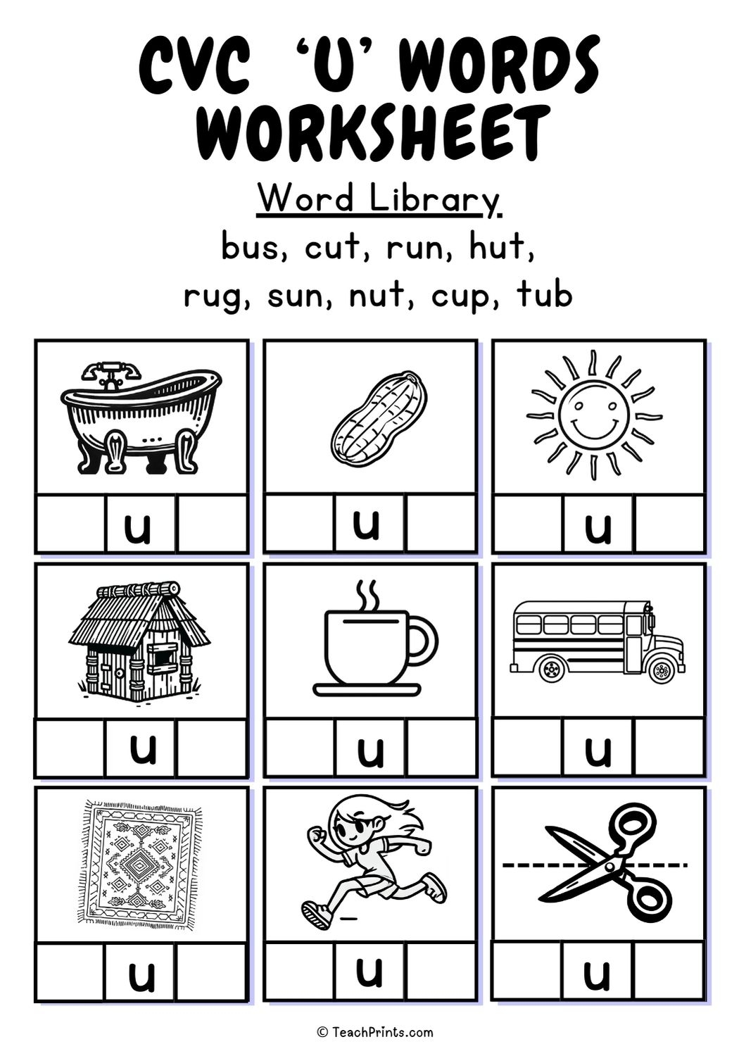 20 Free CVC Words Worksheets Teach Prints