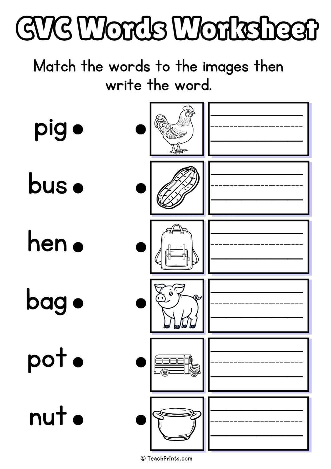 20 Free CVC Words Worksheets Teach Prints