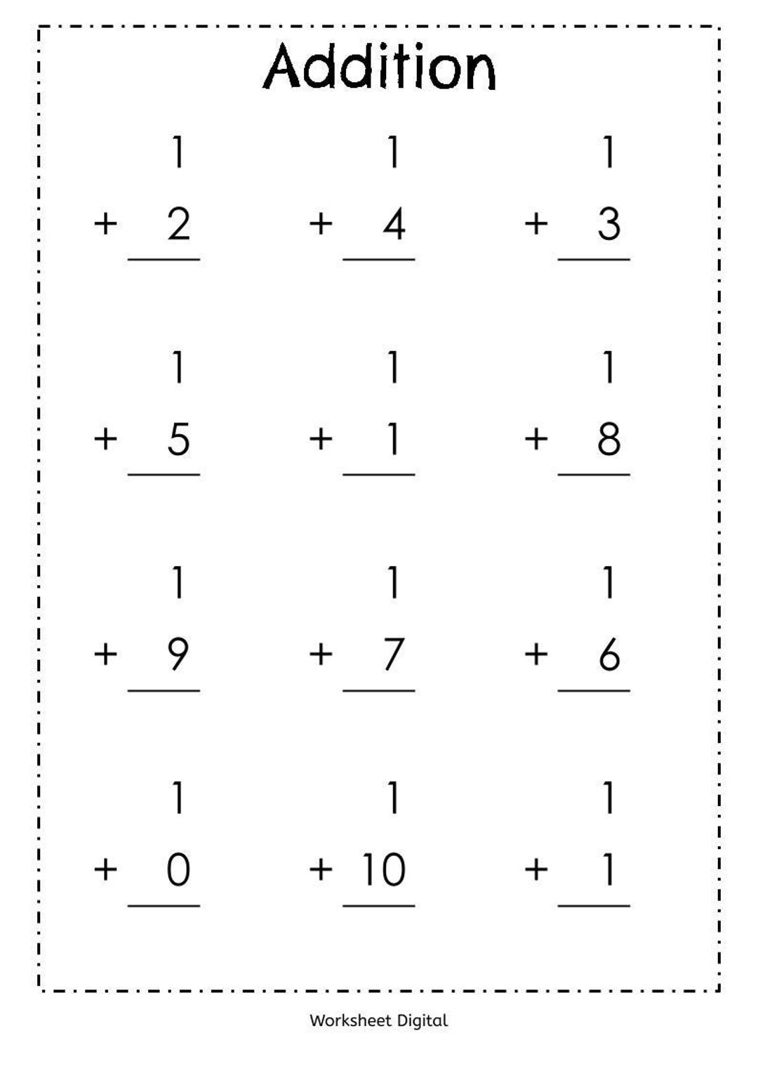 20 Printable Addition Worksheets Numbers 1 10 For Preschool Kindergarten 1st Grade Homeschool Math Etsy UK