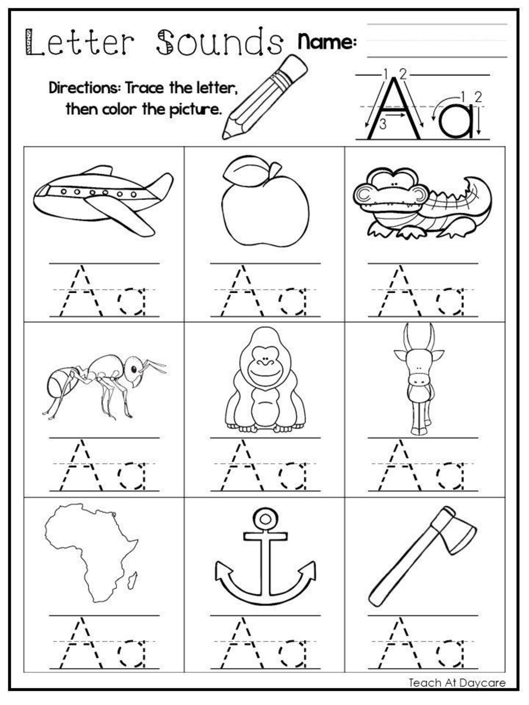 24 Printable Alphabet Letter Sounds Worksheets Preschool kdg Phonics Etsy