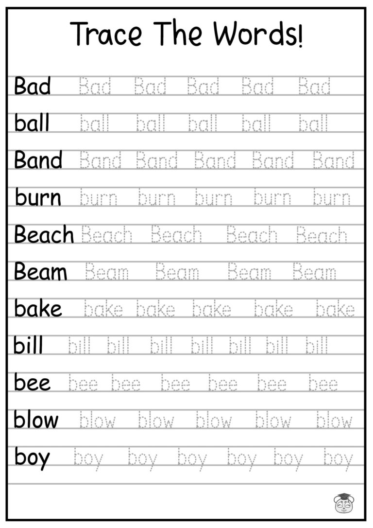 24 Printable Trace The Words Worksheet Alphabetical A Z Capital 