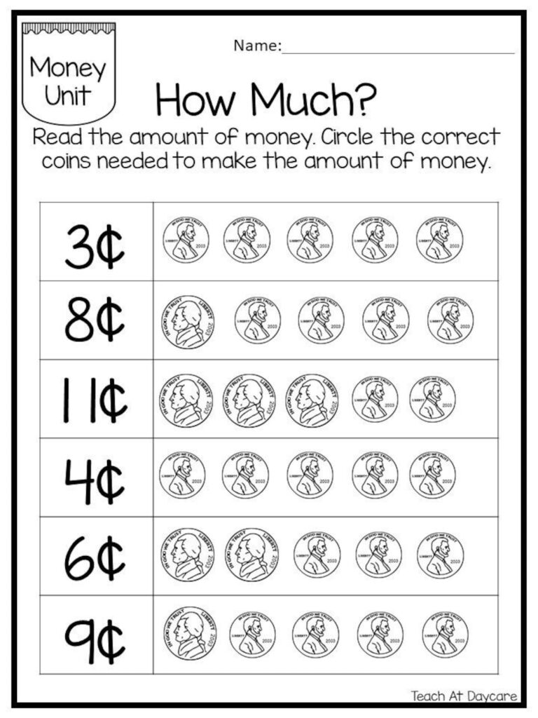 25 Circle The Correct Amount Of Money Worksheets Kindergarten Worksheets Library