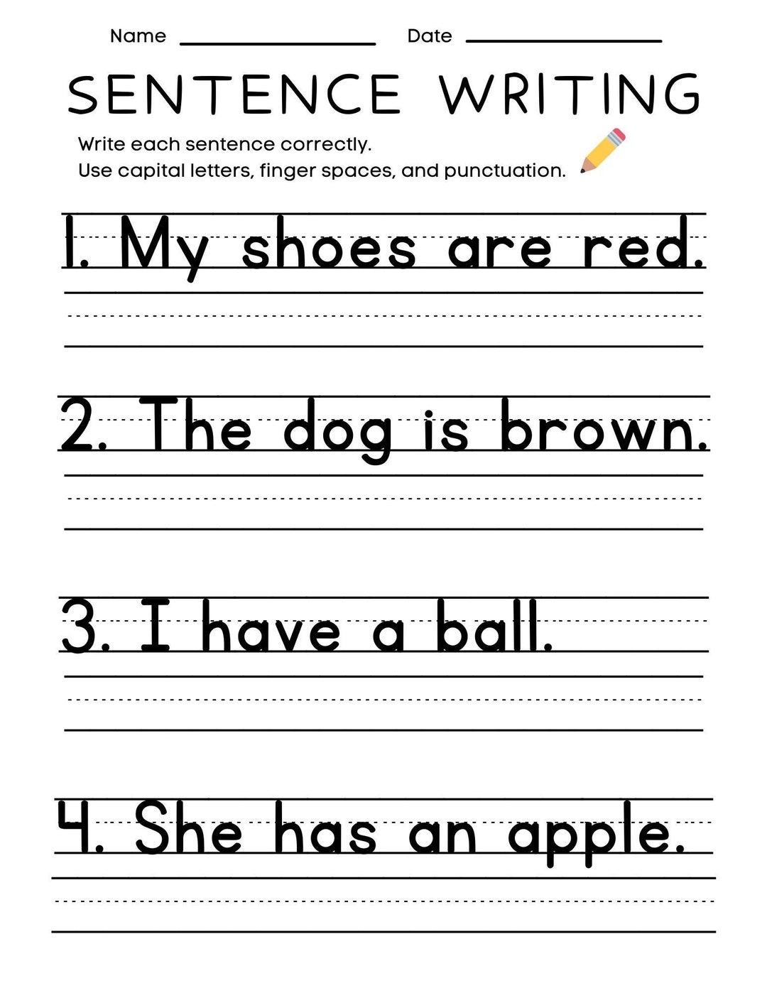 25 Printable Sentence Writing Worksheets Write The Sentence Worksheets Practice Writing Activity 1st 3rd Grade ELA Worksheets Etsy