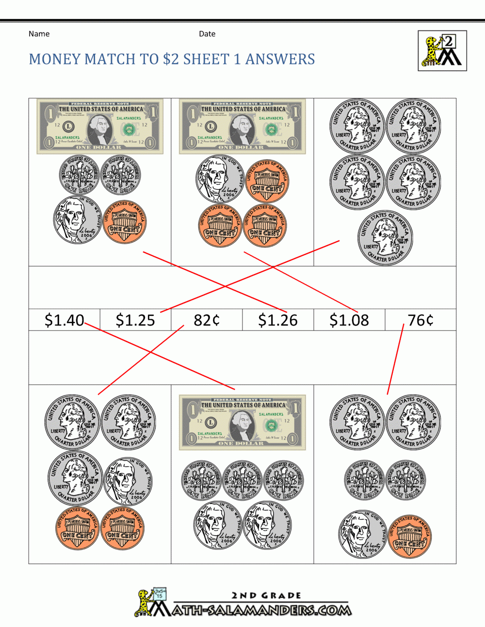 2nd Grade Money Worksheets Up To 2
