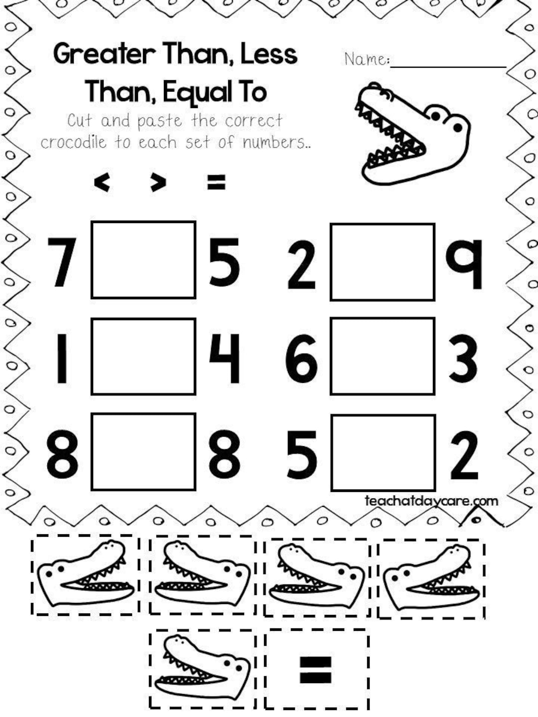 30 Printable Greater Than Less Than Equal To Worksheets Preschool 3rd Grade Math Etsy Hong Kong