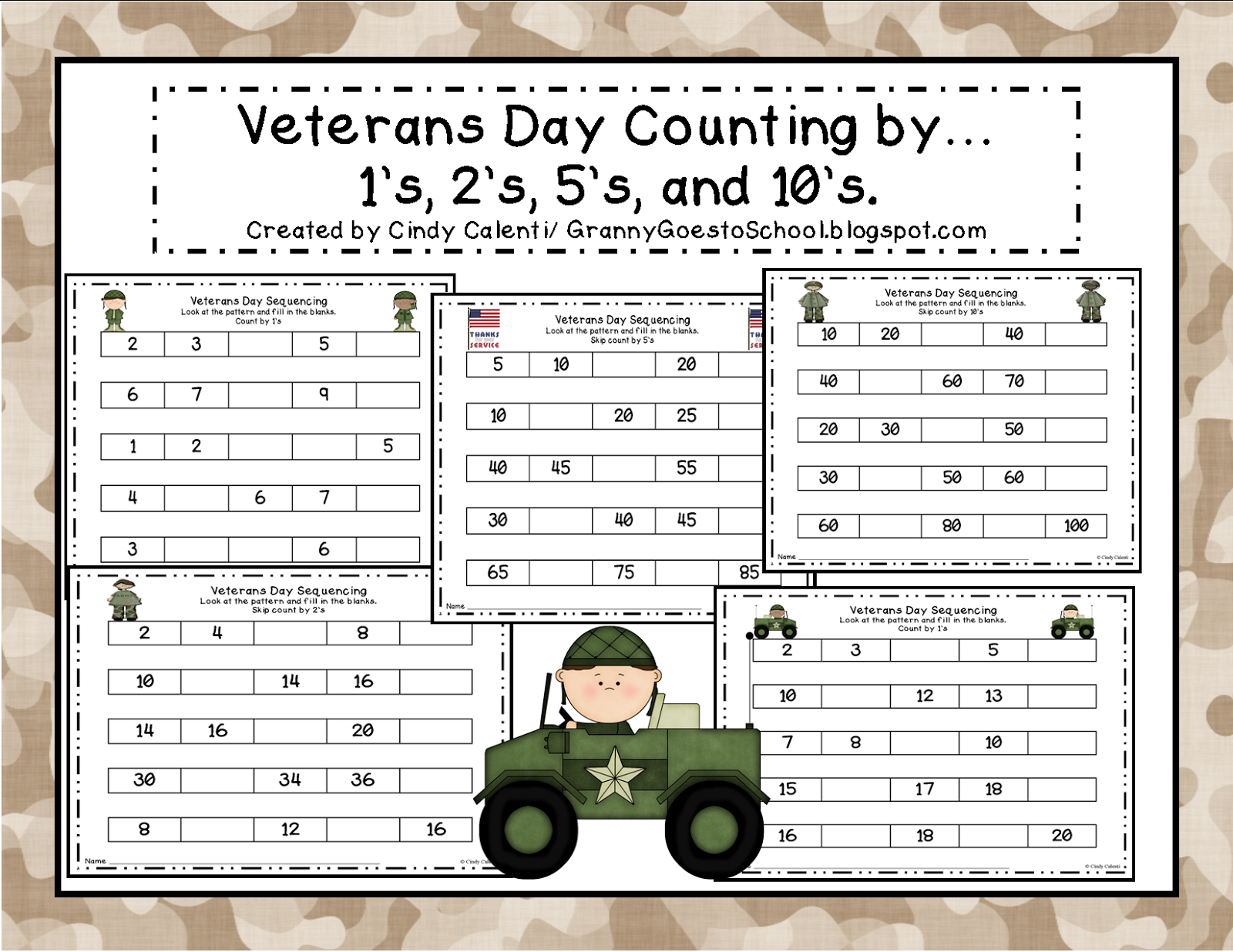 Veterans Day Math Worksheets For Kindergarten