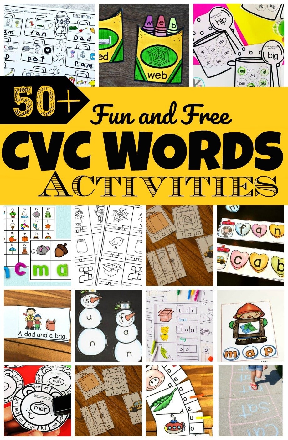 50 Fun U0026 FREE Printable CVC Words Activities Games And Worksheets