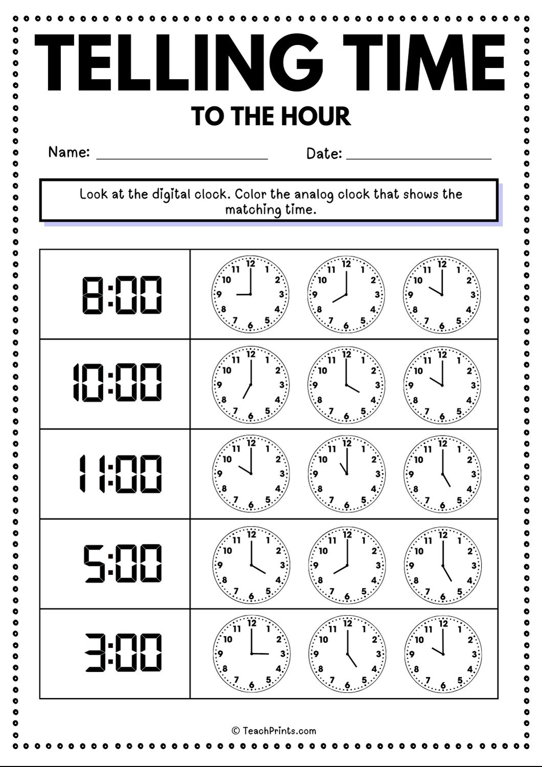 60 Free Telling Time Worksheets Teach Prints 60 Free Telling Time Worksheets Teach Prints