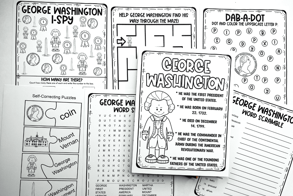 7 Free Printable George Washington Activities