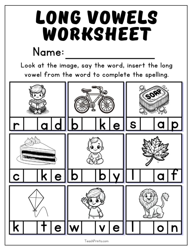 8 Long Vowel Worksheets Free PDF Printables Teach Prints