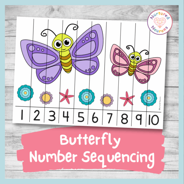 A Beautiful Butterfly Number Sequencing Puzzle 1 10 Printable PDF 
