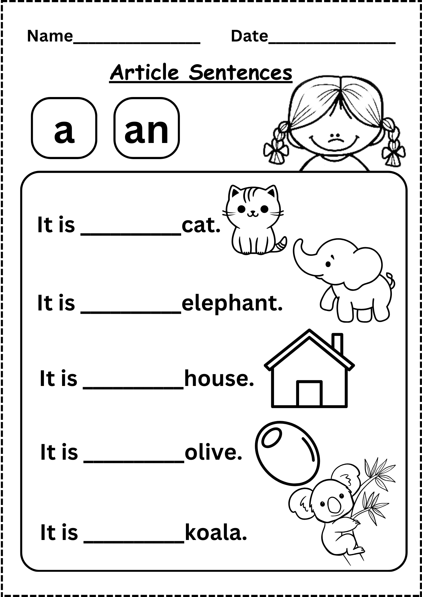 Free Worksheet Kindergarten