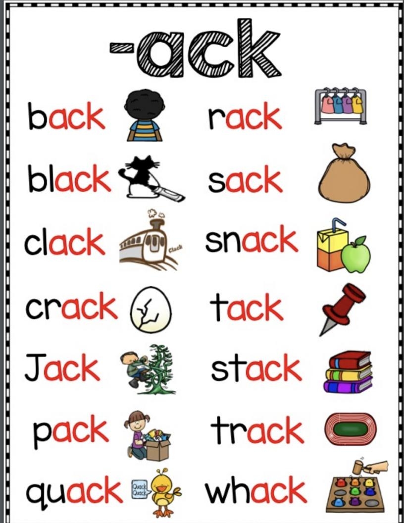 Ack Word Family Activity Pack Made By Teachers