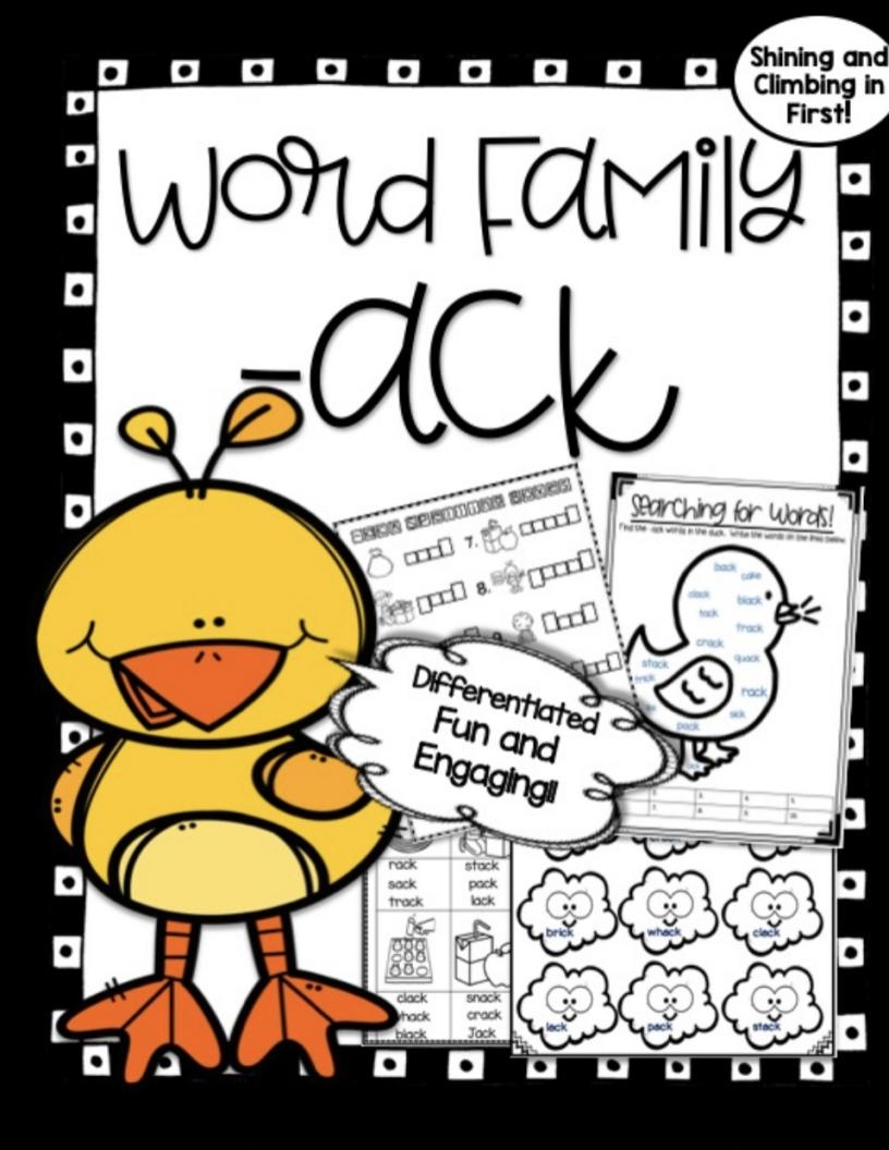 Ack Word Family Worksheets Kindergarten
