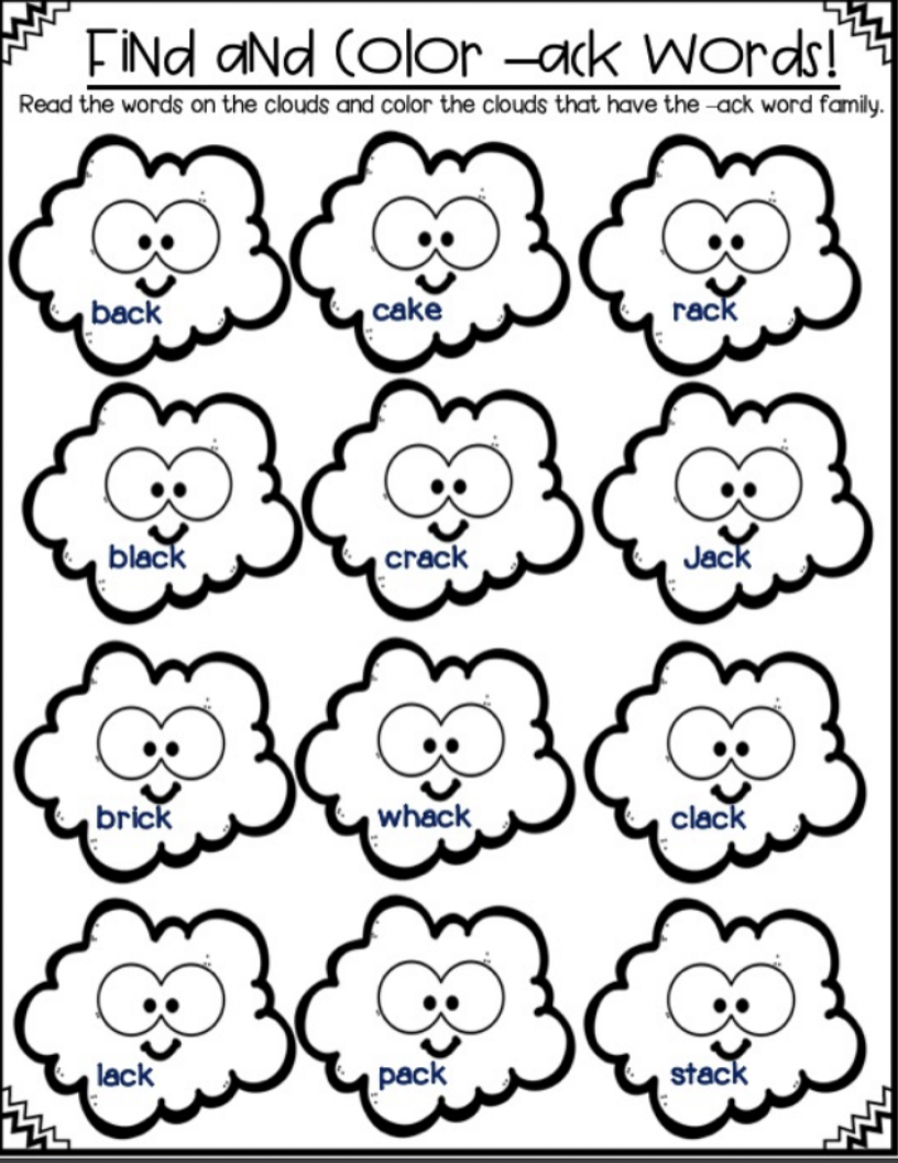 Ack Word Family Activity Pack Made By Teachers