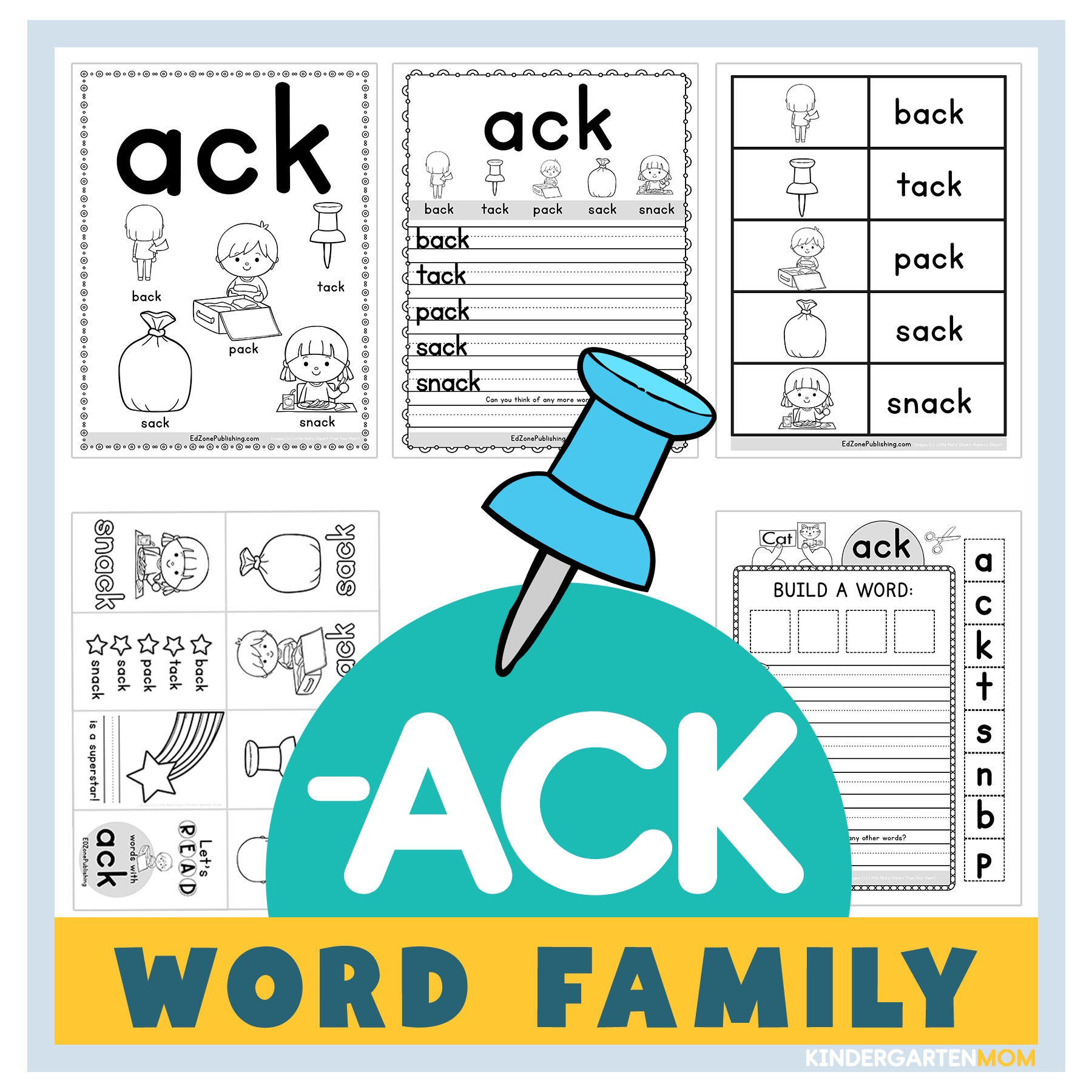 ACK Word Family Worksheets Kindergarten Mom
