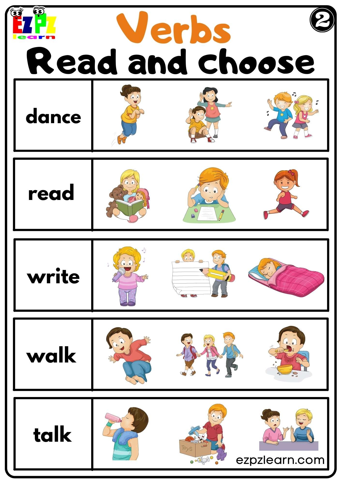 Action Verbs Ezpzlearn Worksheets Library