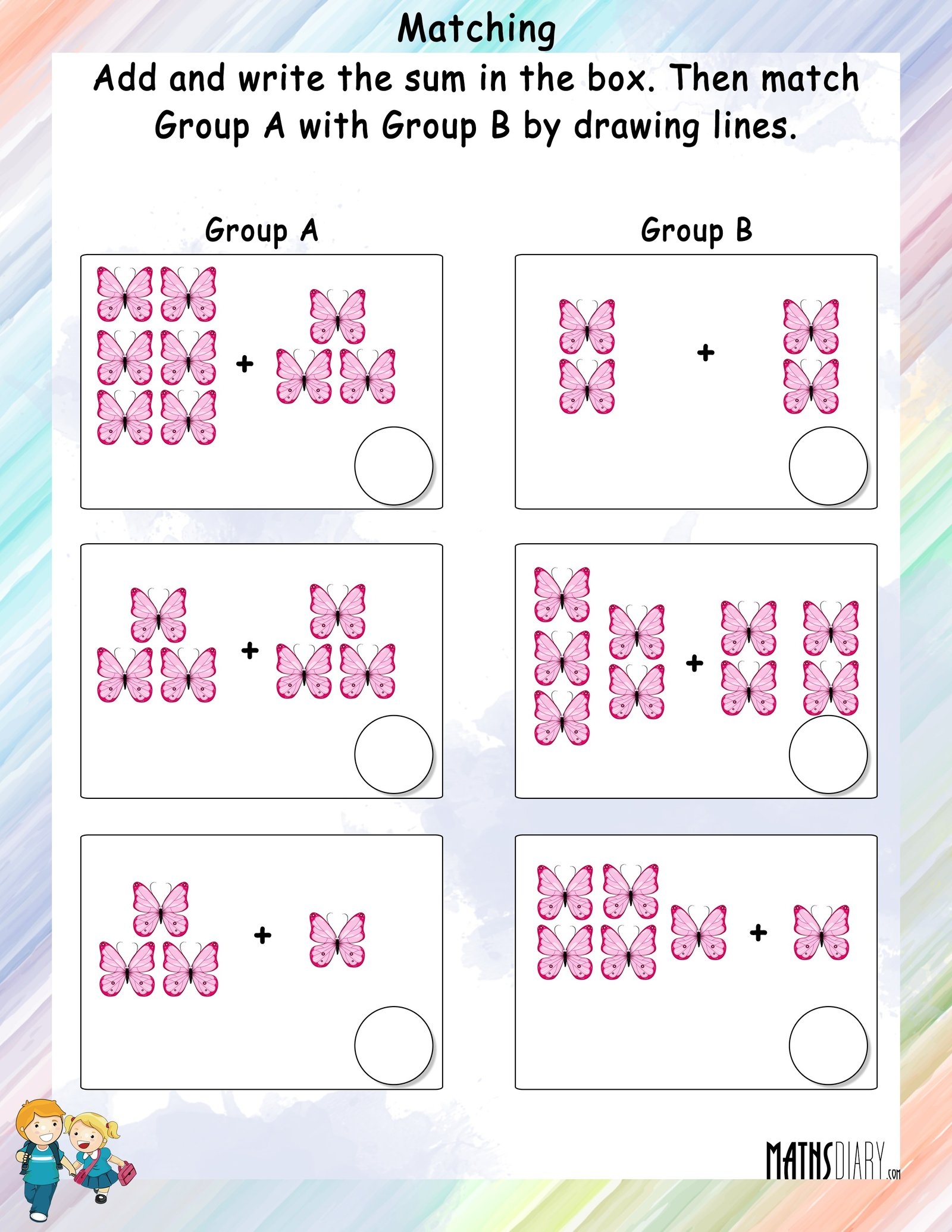 Adding And Matching The Sets Math Worksheets MathsDiary Adding And Matching The Sets Math Worksheets MathsDiary