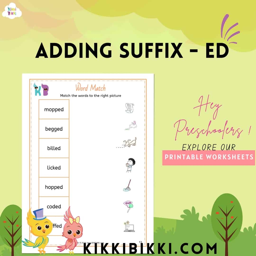 Adding Suffix ed Free Phonics Printable Worksheets
