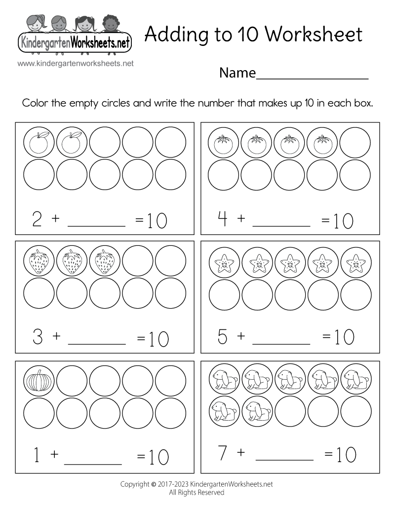 Adding To 10 Worksheet Free Printable Digital U0026 PDF Worksheets Library