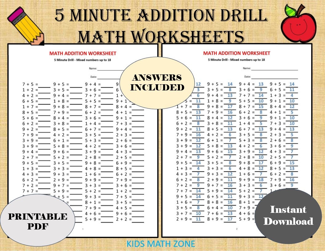 Addition 5 Minute Drill H 10 Math Worksheets With Answers pdf Year 1 2 3 Grade 1 2 3 printable Addition Worksheets Kindergarten Etsy Addition 5 Minute Drill H 10 Math Worksheets With Answers pdf Year 1 2 3 Grade 1 2 3 printable Addition Worksheets Kindergarten Etsy