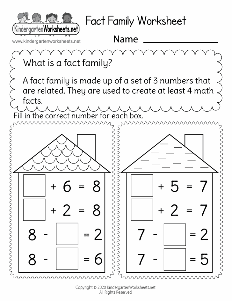Addition And Subtraction Fact Family Worksheet Free Printable Digital U0026 PDF