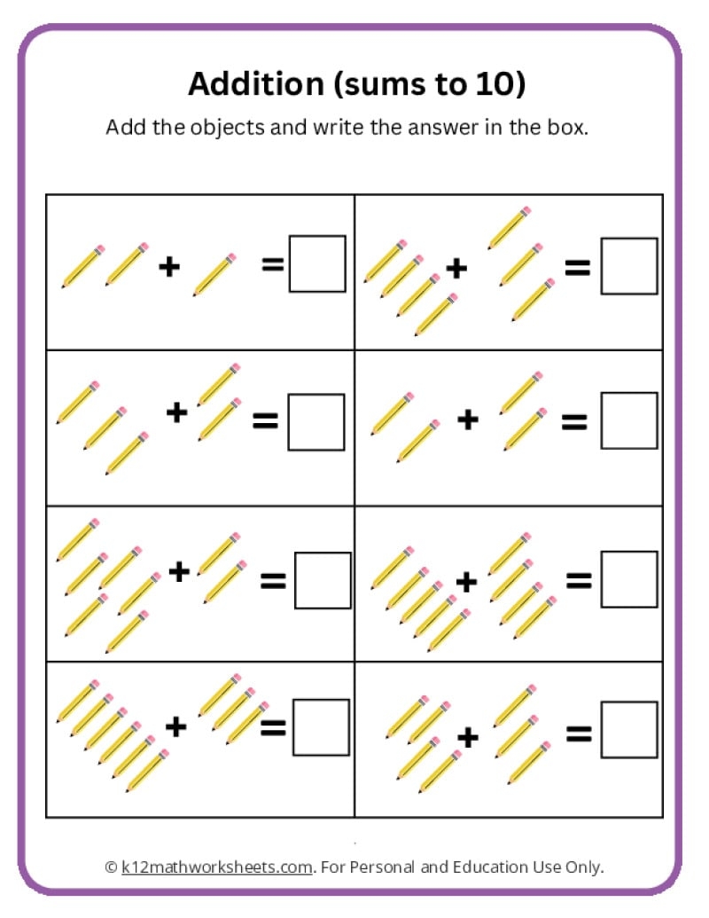 Kindergarten Add And Subtract Math Worksheets