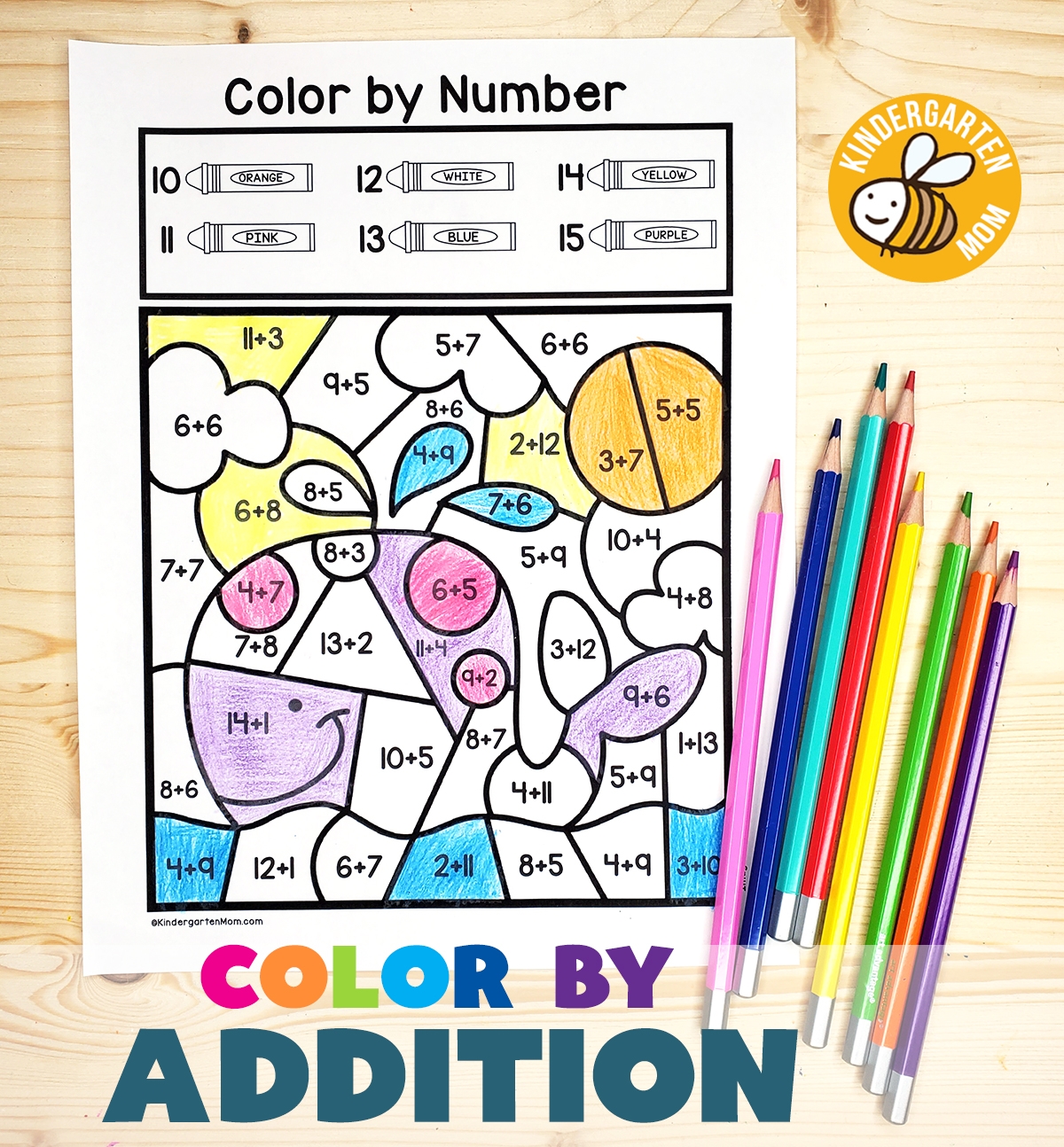 Addition Color By Number Worksheets Kindergarten Mom Addition Color By Number Worksheets Kindergarten Mom