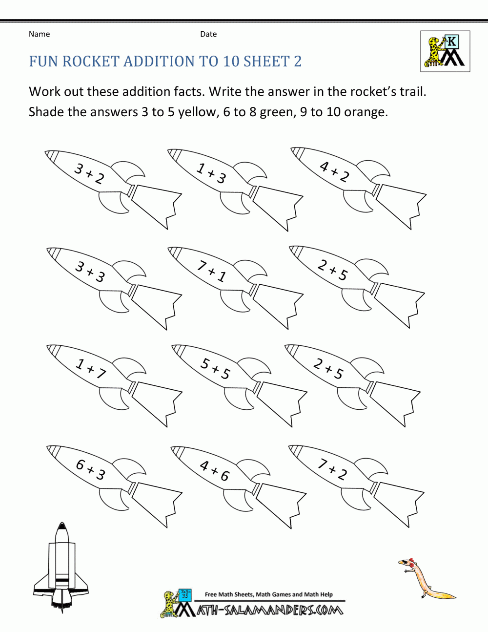 Math Addition Coloring Worksheets Kindergarten
