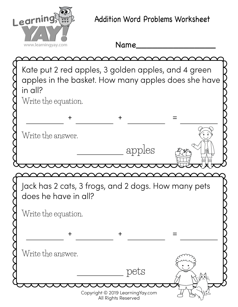 Addition Word Problems Worksheet For 1st Grade Free Printable Worksheets Library