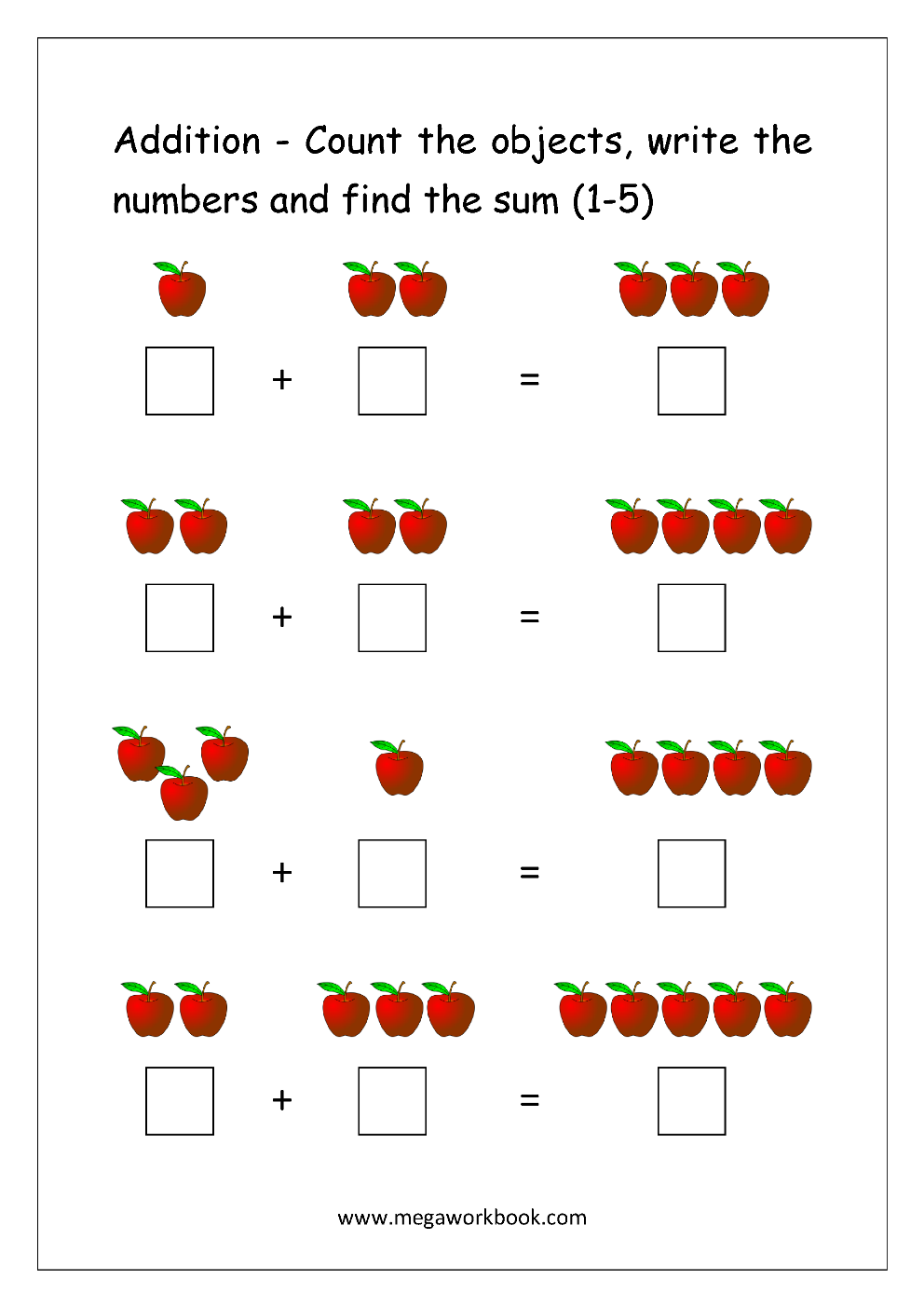Kindergarten Math Worksheets 1-5