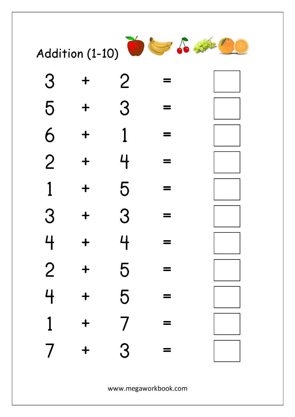Free Easy Addition Worksheets For Kindergarten Free Easy Addition Worksheets For Kindergarten