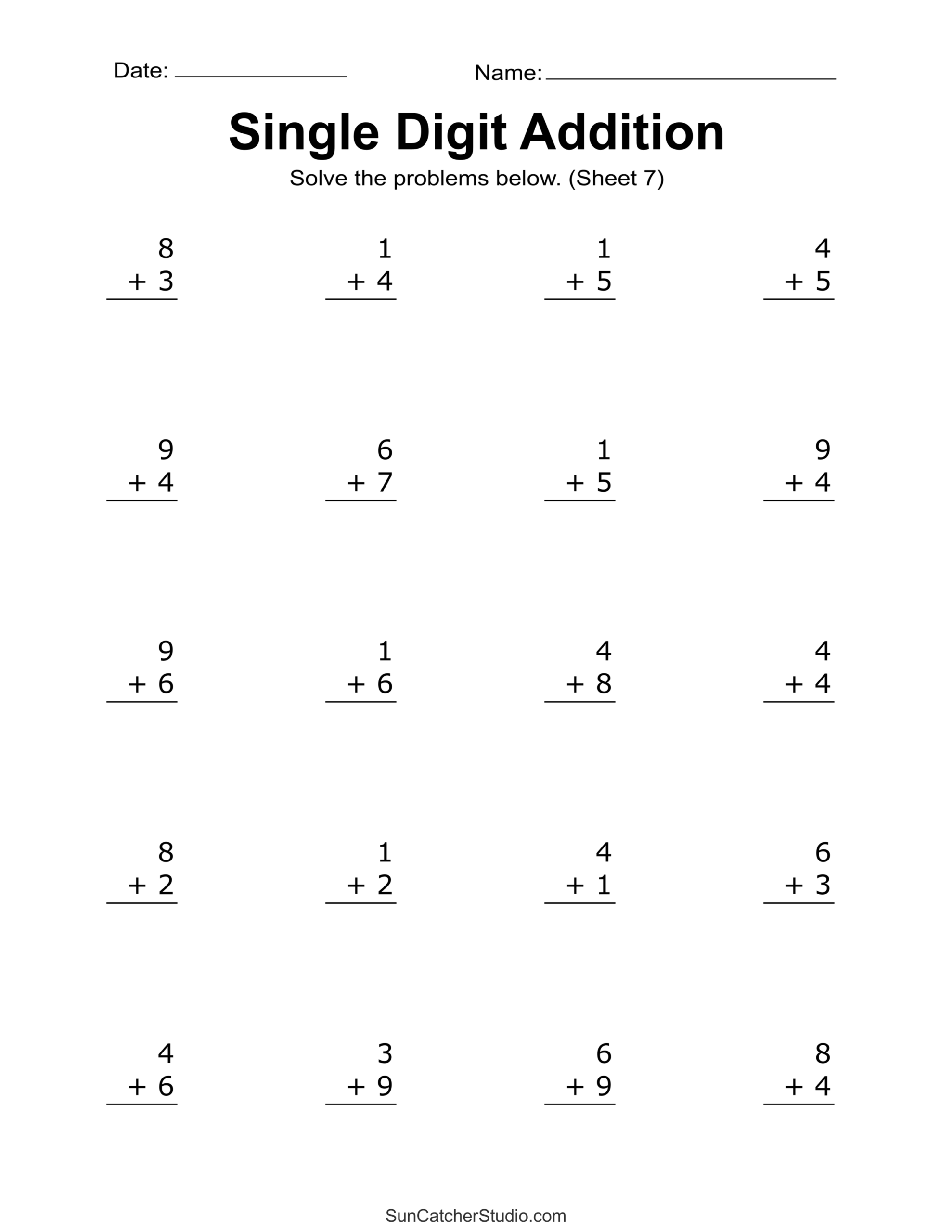 Free Printable Kindergarten Addition Worksheets
