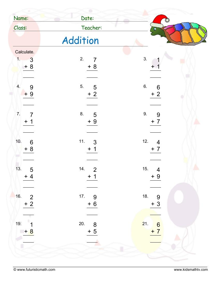 Friendly Math Addition Worksheet Kindergarten