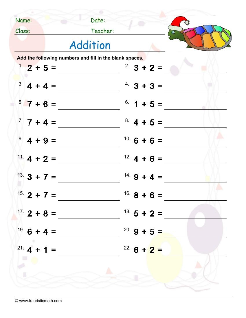 Addition Worksheets Kindergarten Free Downloads Math Champions