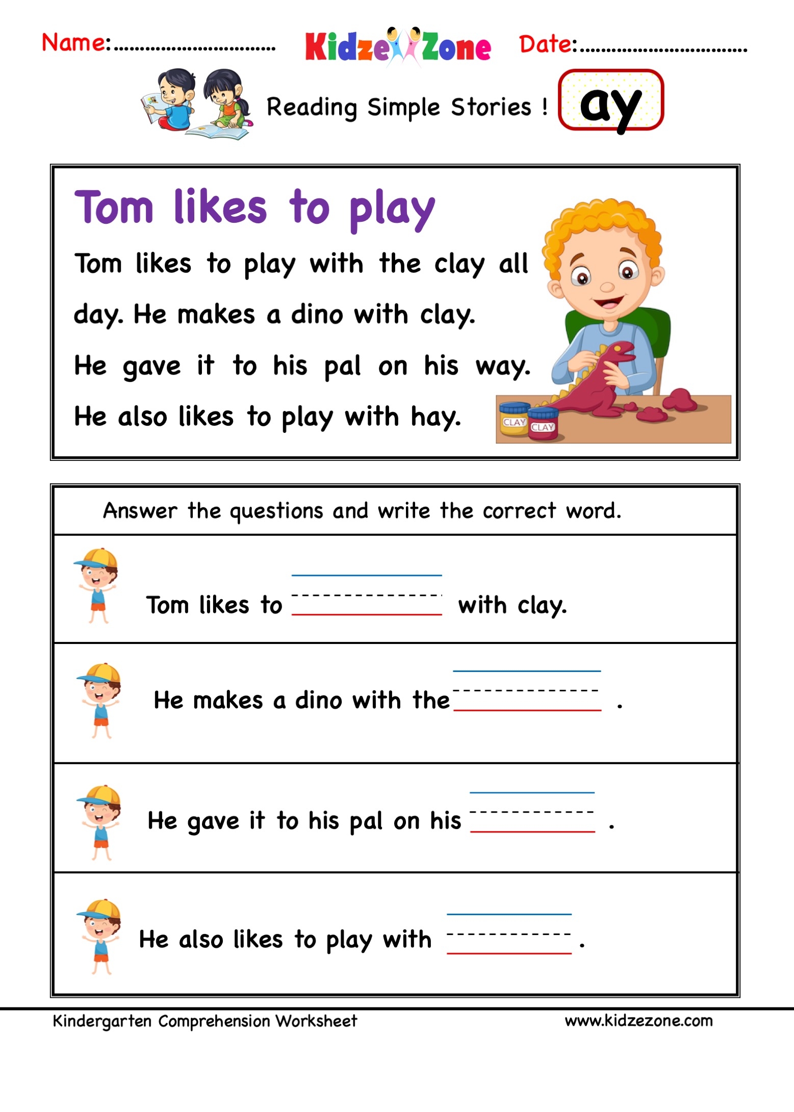 Ai And Ay Phonics Printable FREE Reading Elephant Worksheets Library