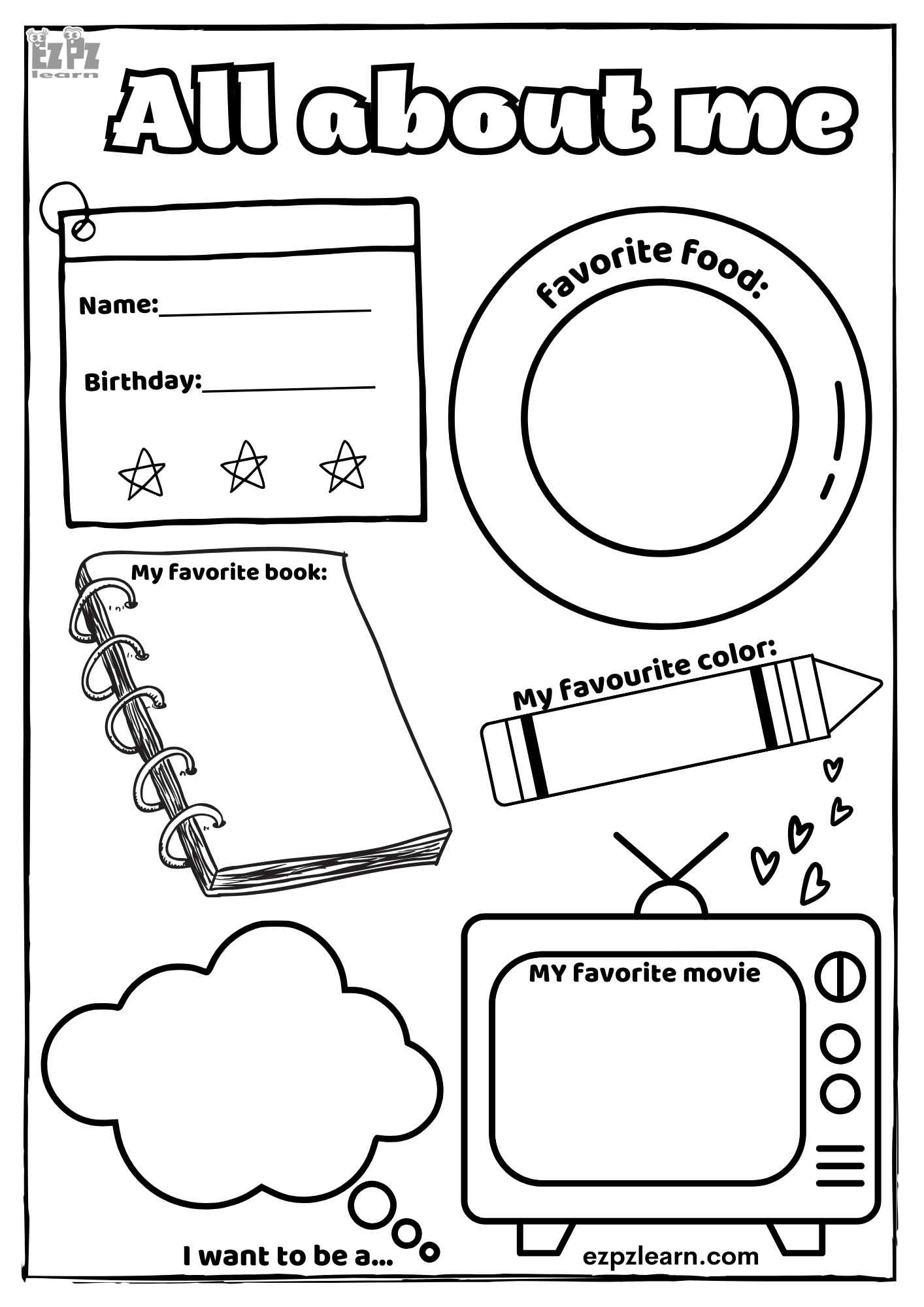 All About Me Drawing Worksheet For Preschool And Kindergarten 