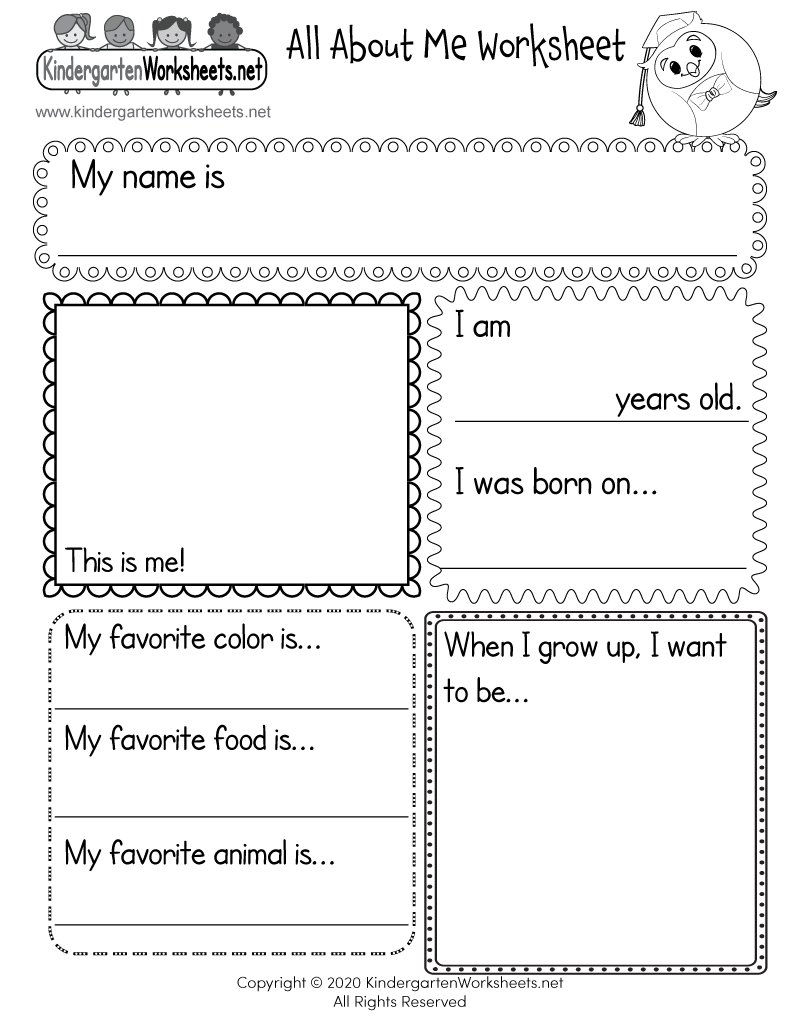 All About Me Printable Worksheets Kindergarten