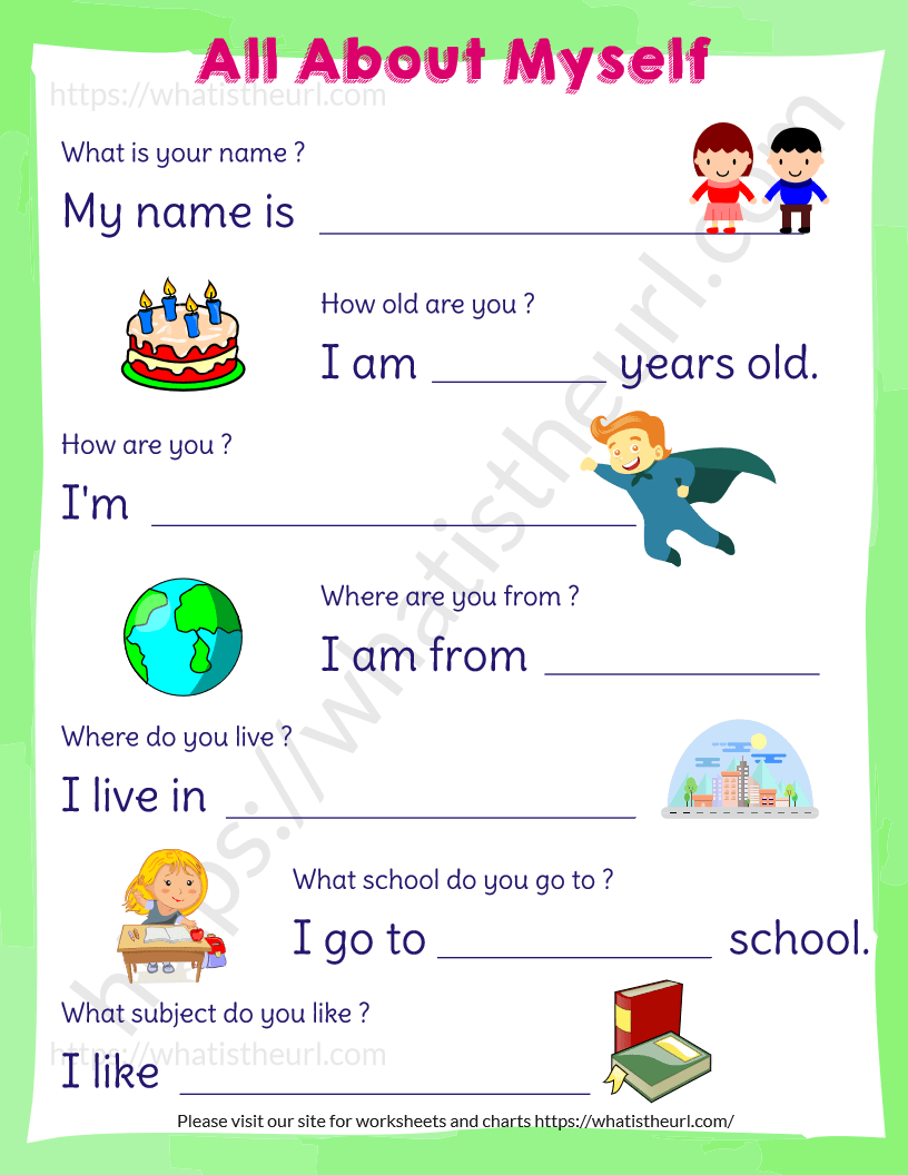 All About Myself Worksheet For KG UKG And Little Kids Your Home 
