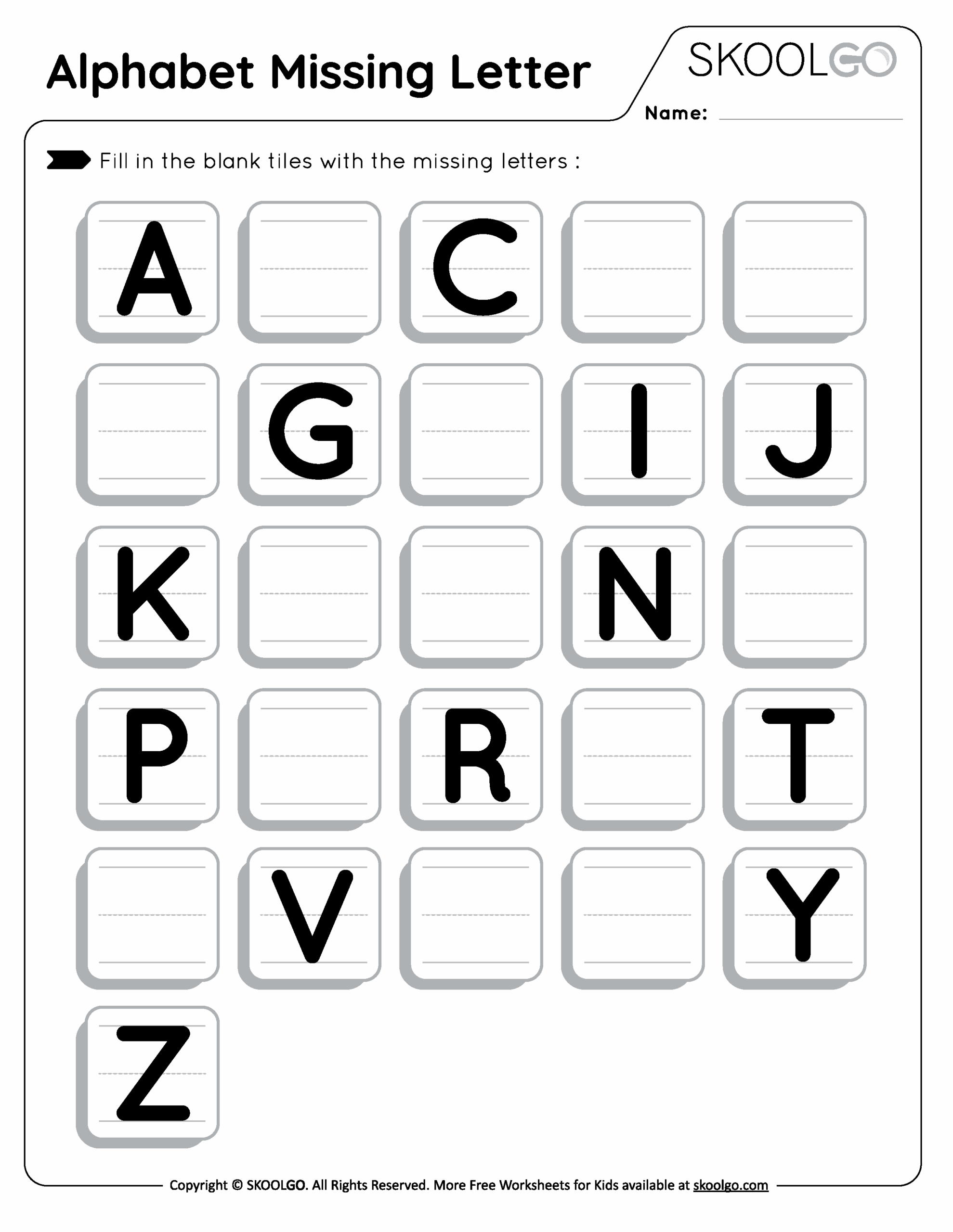 Alphabet Missing Letter Free Worksheet For Kids SKOOLGO Worksheets Library