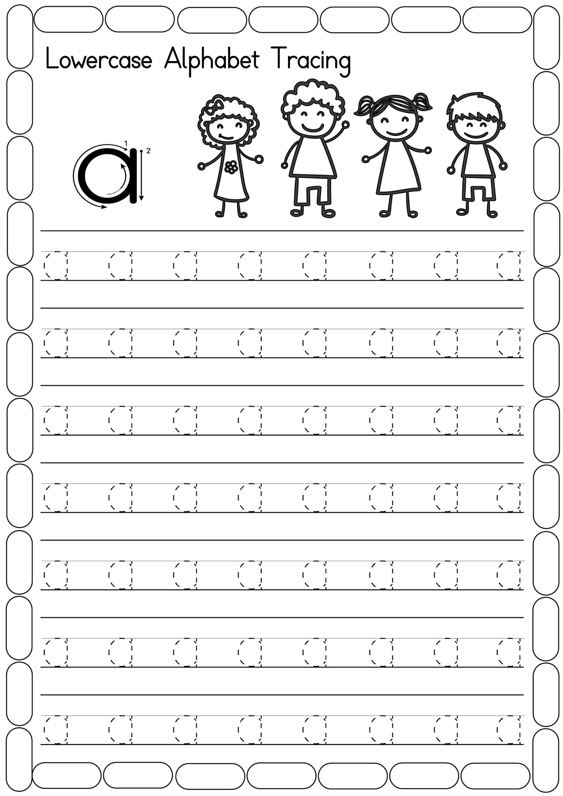 Alphabet Tracing 26 Printable Lower Case Alphabet Tracing 
