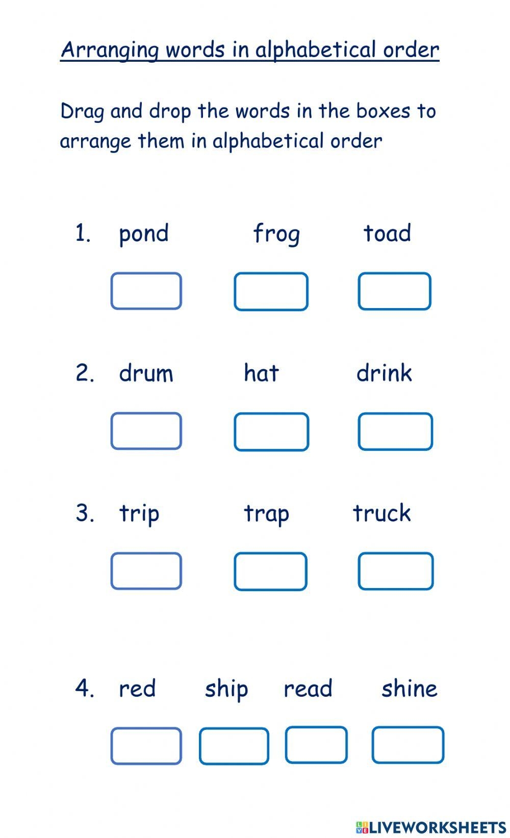 Alphabetical Order Worksheet Practice Sorting Words Alphabetically