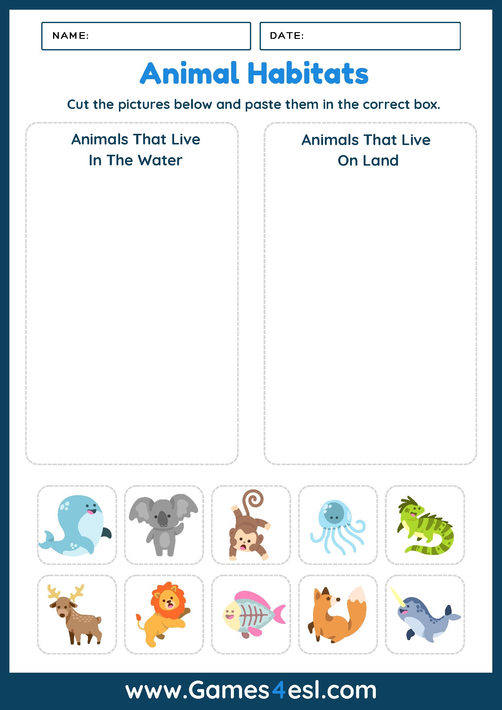 Animals And Habitats Free PDF Worksheets Games4esl